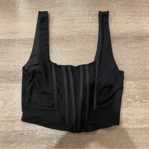 Tic Toc Black Corset Style Crop Top